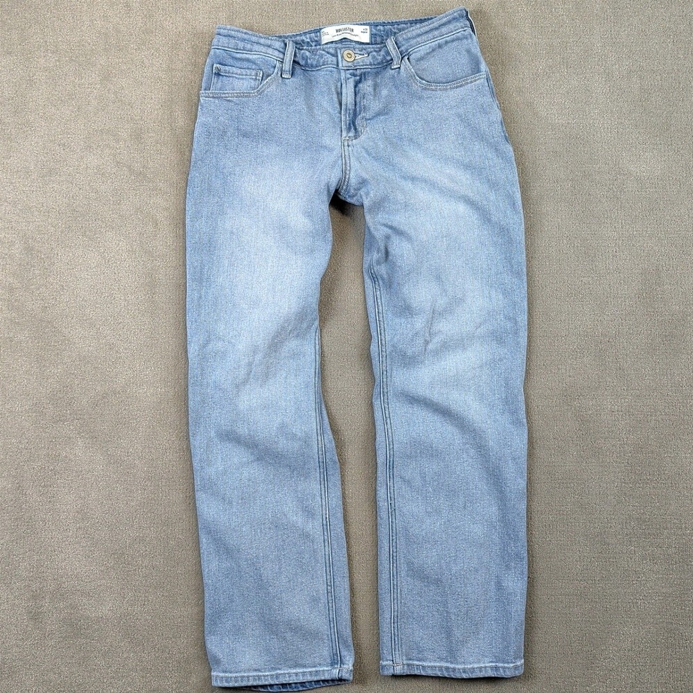 Hollister Low-Rise Relaxed Straight Jeans Womens 6R W28 Light Wash Denim Casual